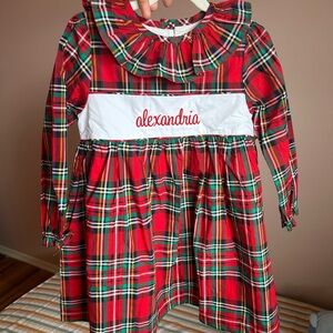 Charming Plaid Kids Dress in Red and Green